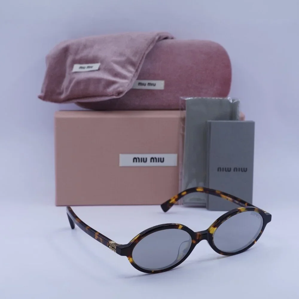 Miu Miu MU04ZSF VAU07F Oval Sunglasses – Honey Havana - Picture 5 of 10